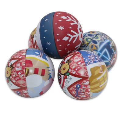 New Design Colorful Print Small Metal Ball Shape Christmas Gift Tin Box Tin Ball Box