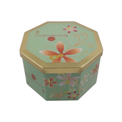 Metal Tinplate Packaging  Cookies Tin Container Boxes Hexagon Tin Box