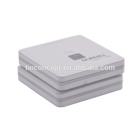 Durable white square embossed Hinged Lid Cigarette tin cigarette box