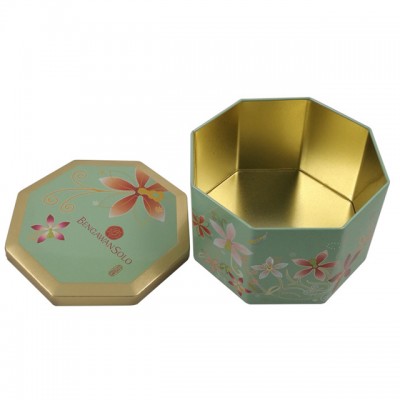 octagonal metal tin box for cookies package